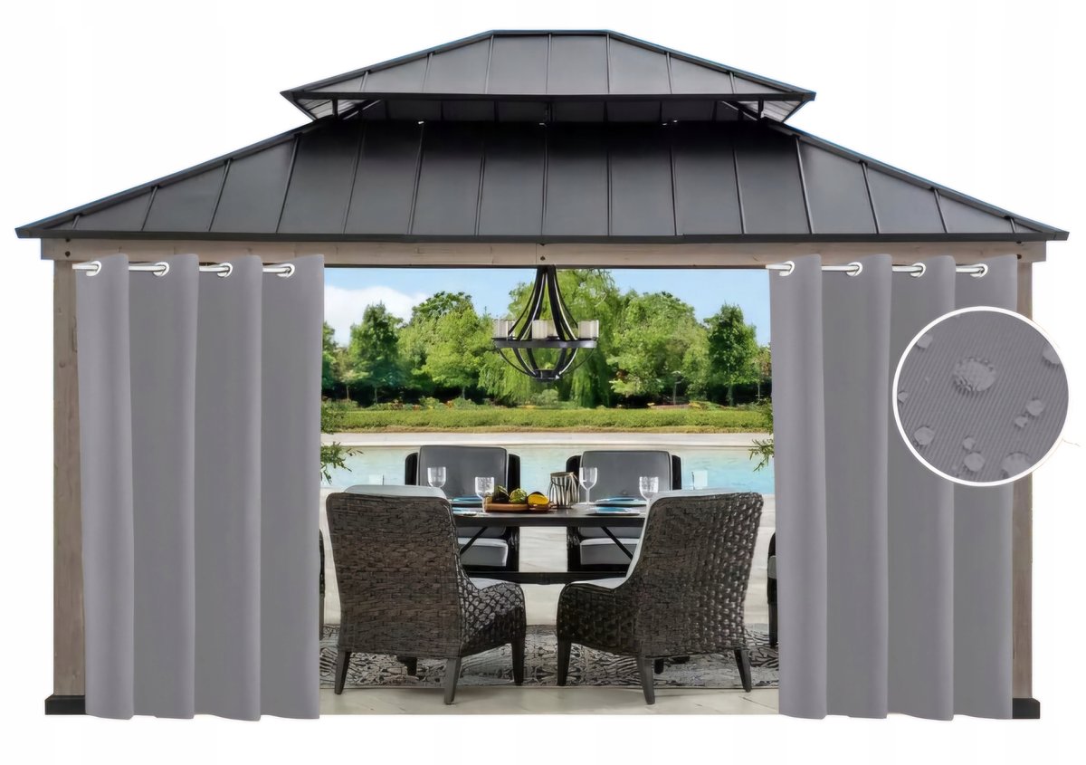 ZASŁONY WODOODPORNE ogrodowe kurtyna zewnętrzna na przelotkach 155x220