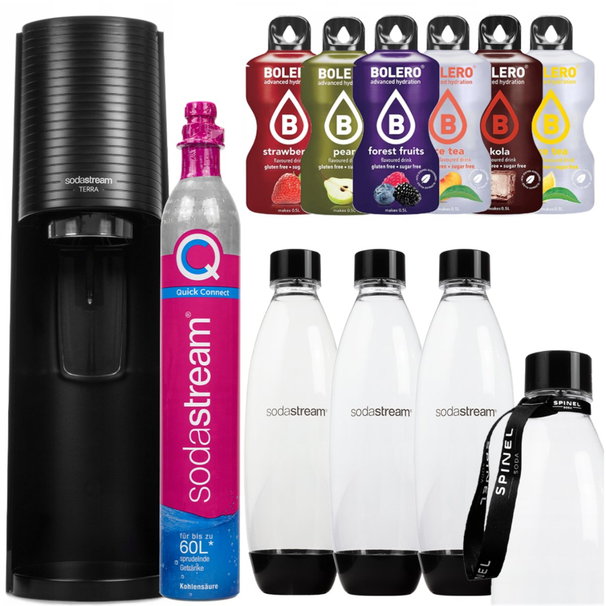 Saturator do wody SODASTREAM Terra - czarny gazowanie napojów butelki Quick Connect saszetki bez cukru