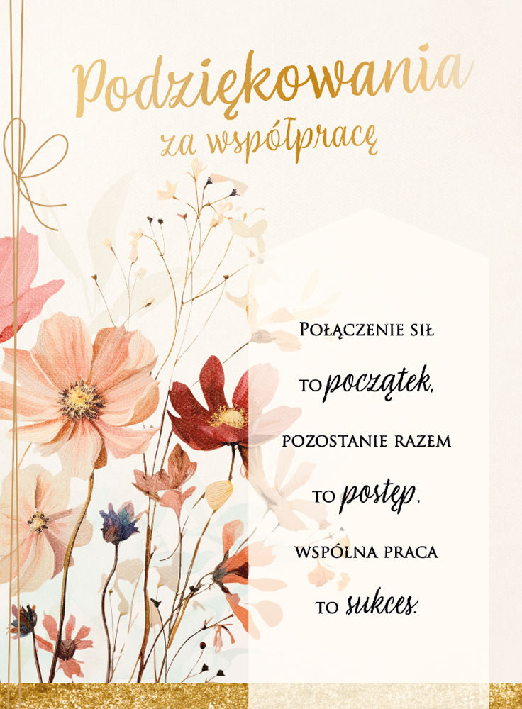 Kartki z Podziękowaniami za wspólna pracę pięknie zdobione DKP95