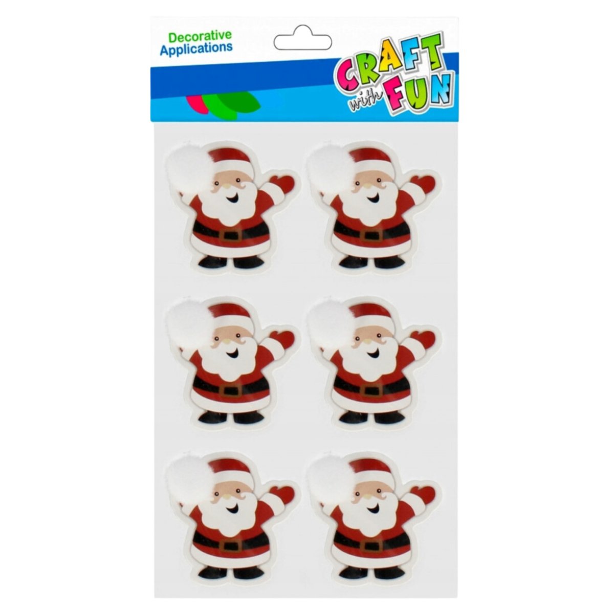 Craft With Fun Naklejki Świąteczne Mikołaj 6 Sztuk W Opakowaniu