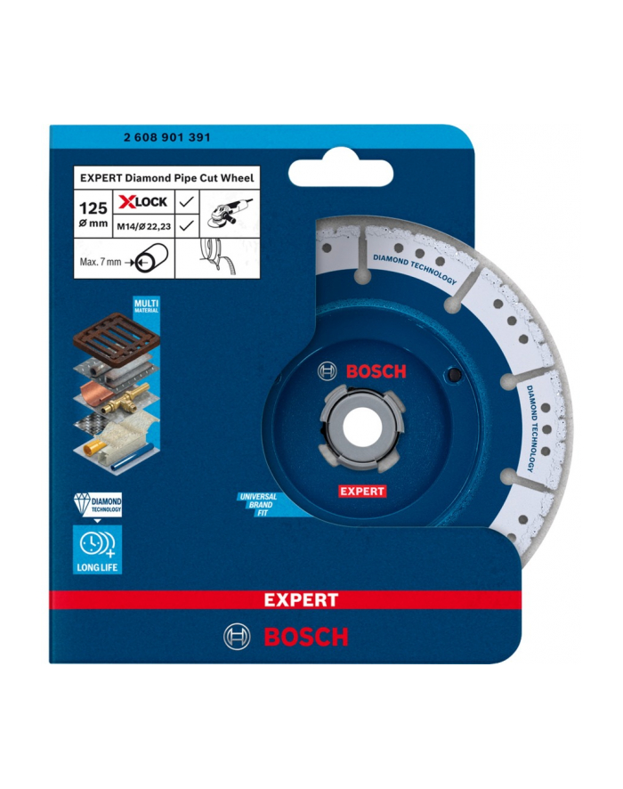 Bosch X-LOCK diamond cutting disc EXPERT Diamond Pipe Cut Wheel, 125mm bore 22.23mm
