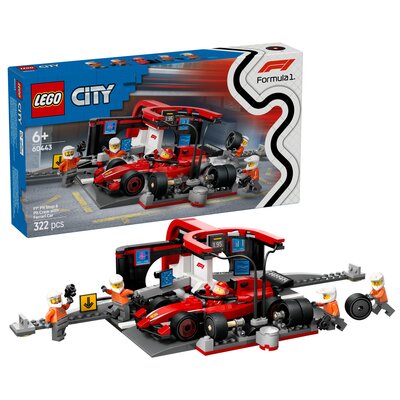 LEGO 60443 City F1 Pit stop i mechanicy z bolidem Ferrari