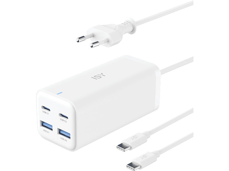 Ładowarka sieciowa ISY IDC-2000 100W GaN 2xUSB-A, 2xUSB-C