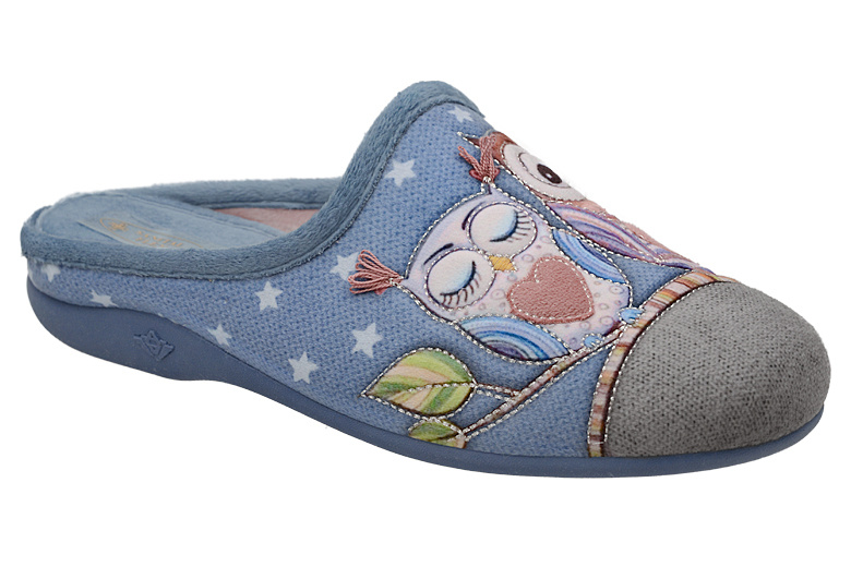 Kapcie SANITAL FLEX Z30510X Azulina Owls Błękitne Pantofle domowe Ciapy zdrowotne