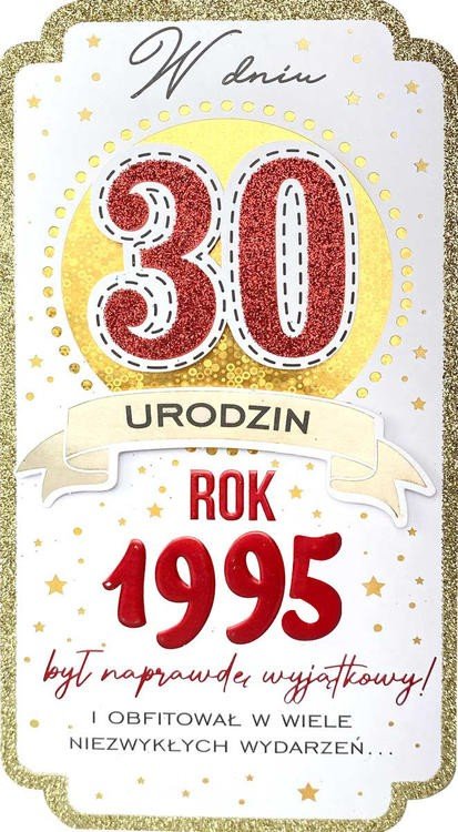 Na 30 urodziny Kartka dla urodzonych w 1995 roku PM391