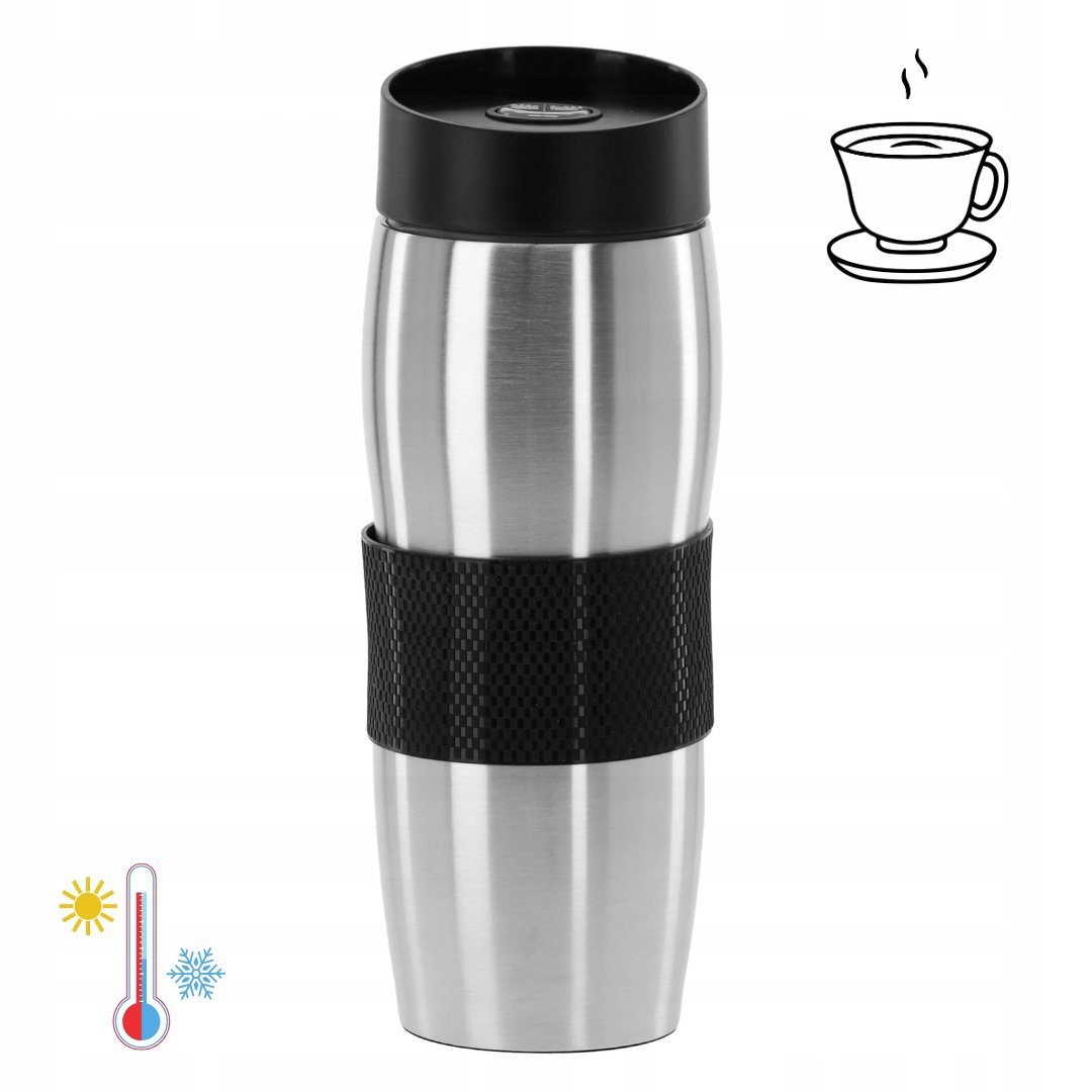 KUBEK TERMICZNY 350 ML TURYSTYCZNY Z NAKŁADKĄ ANTYPOŚLIZGOWĄ