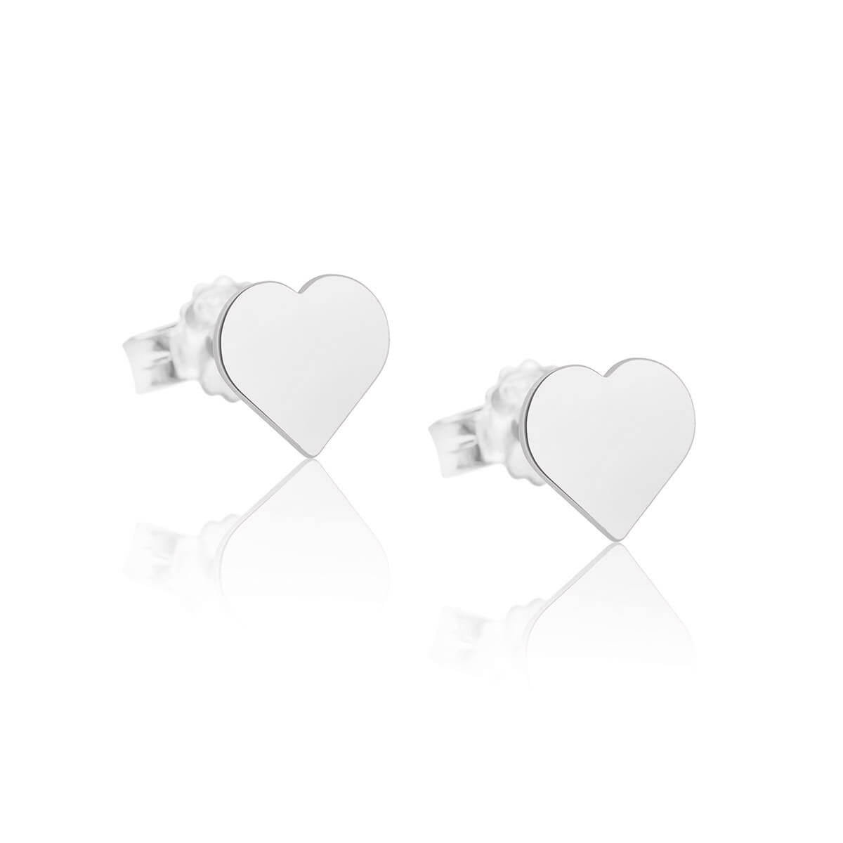 Kolczyki serca gładkie srebrne