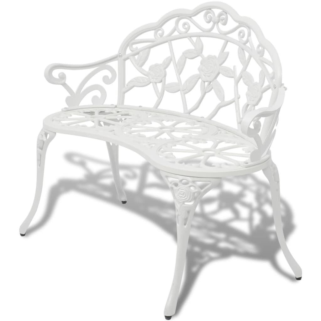 Ławka ogrodowa, 100 cm, odlewane aluminium, biała