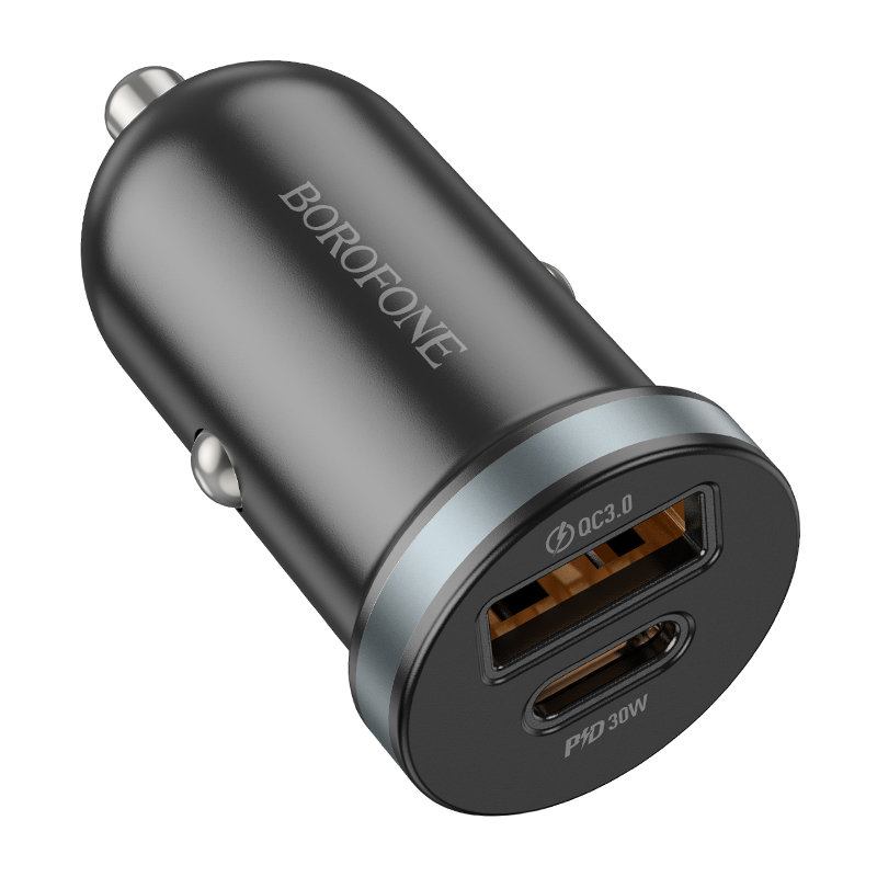 Borofone Ładowarka samochodowa BZ22 Scenery - USB + USB-C - QC 3.0 PD 30W czarna