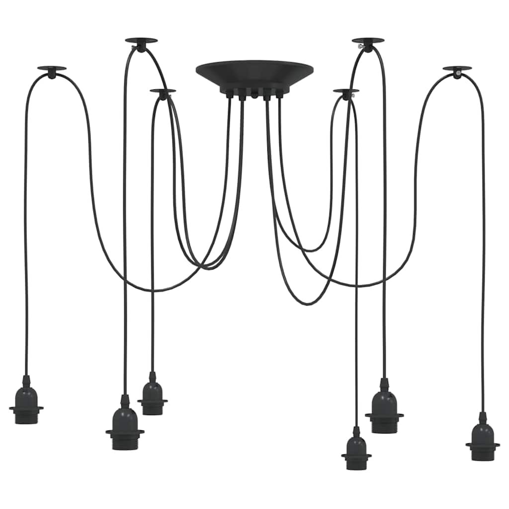vidaXL Lampa wisząca z 6 uchwytami na żarówki E27 Czarny metal