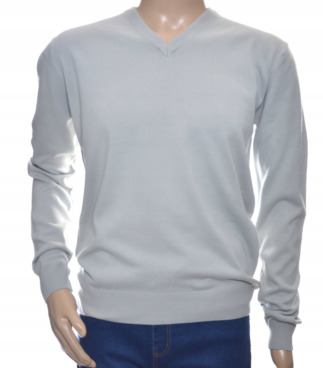 Sweter męski z kaszmiru i wełny merynosów kaszmirowy w szpic XL szary 213