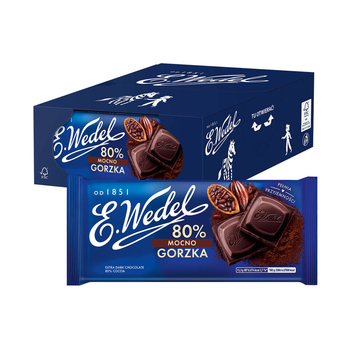 Czekolada Mocno Gorzka 80% E.Wedel 1,76 kg (22 szt. x 80g) E.Wedel