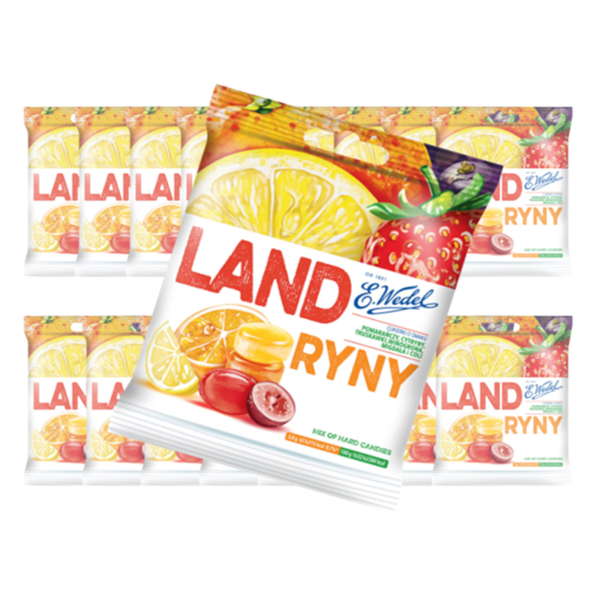 Cukierki Landryny o smakach owocowych, migdałowym i coli E.Wedel 1,44 kg 16 szt. E.Wedel