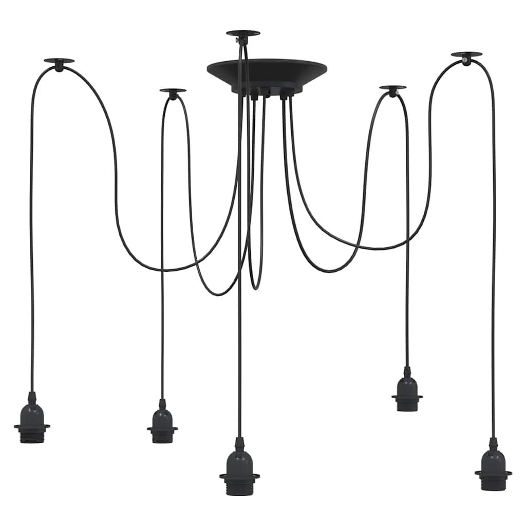 vidaXL Lampa wisząca z 5 uchwytami na żarówki E27 Czarny metal