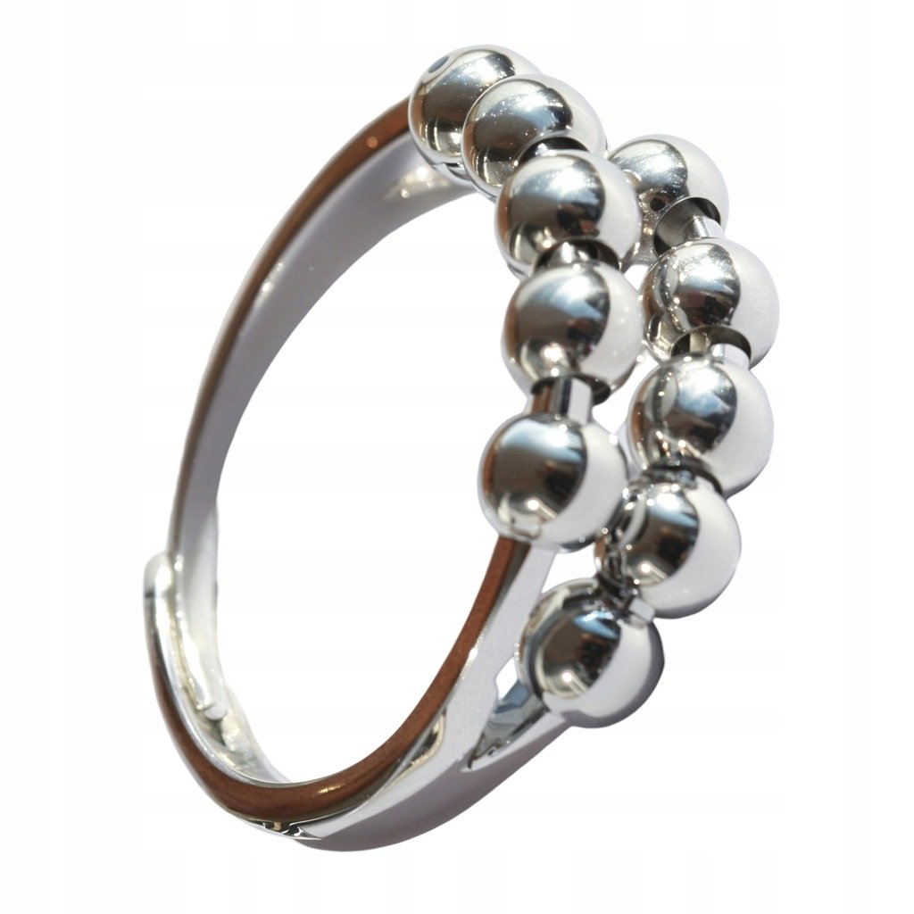 STYLOWY SREBRNY PIERŚCIONEK z ruchomymi kulkami stal chirurgiczna prezent