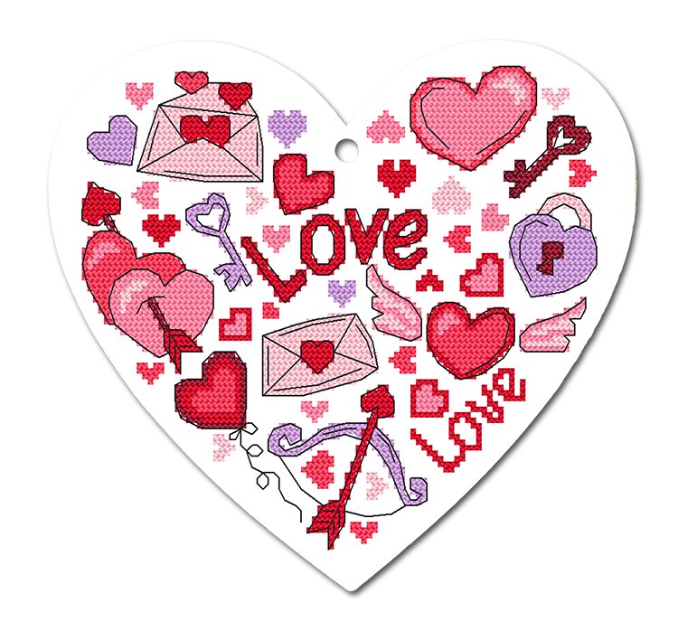 Haft krzyżykowy - Zestaw do haftu - Serce Love
