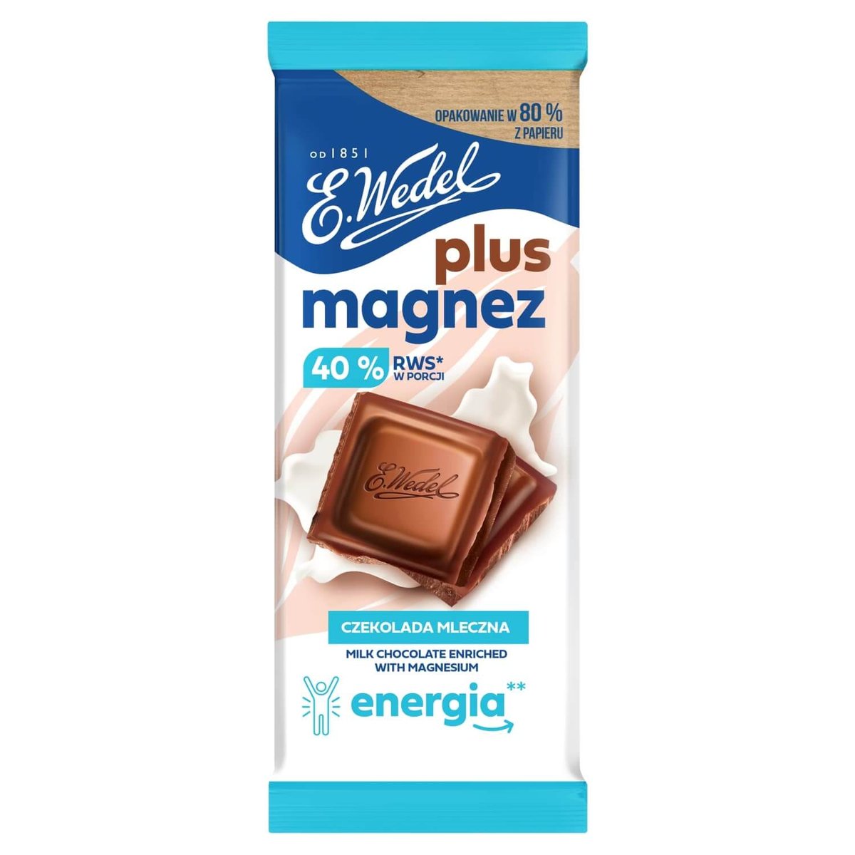 Czekolada E.Wedel plus magnez Mleczna 80 g E.Wedel