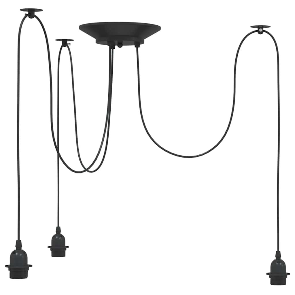vidaXL Lampa wisząca z 3 uchwytami na żarówki E27 Czarny metal