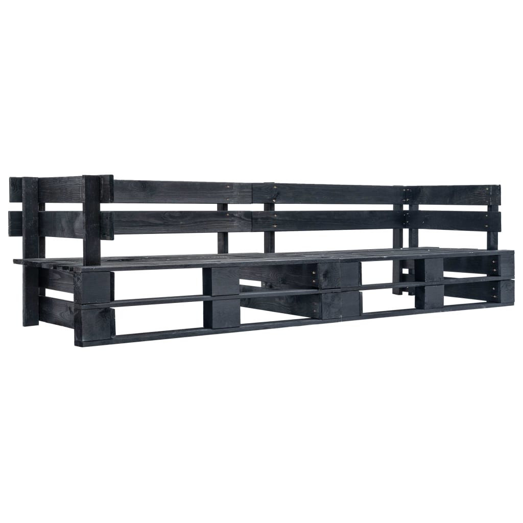 Ogrodowa sofa 2-osobowa z palet, czarna, drewno