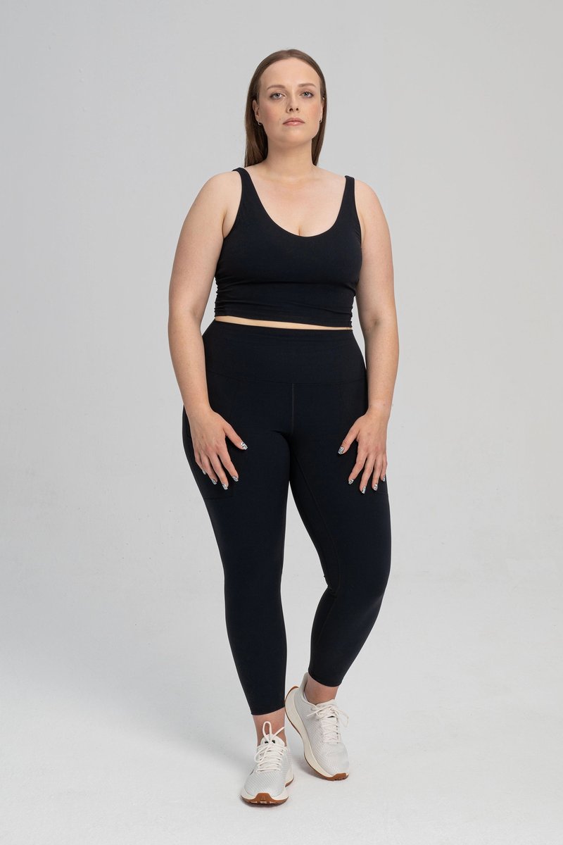 Super miękkie legginsy z wysokim stanem i kieszeniami model Jabłko S / Czarny