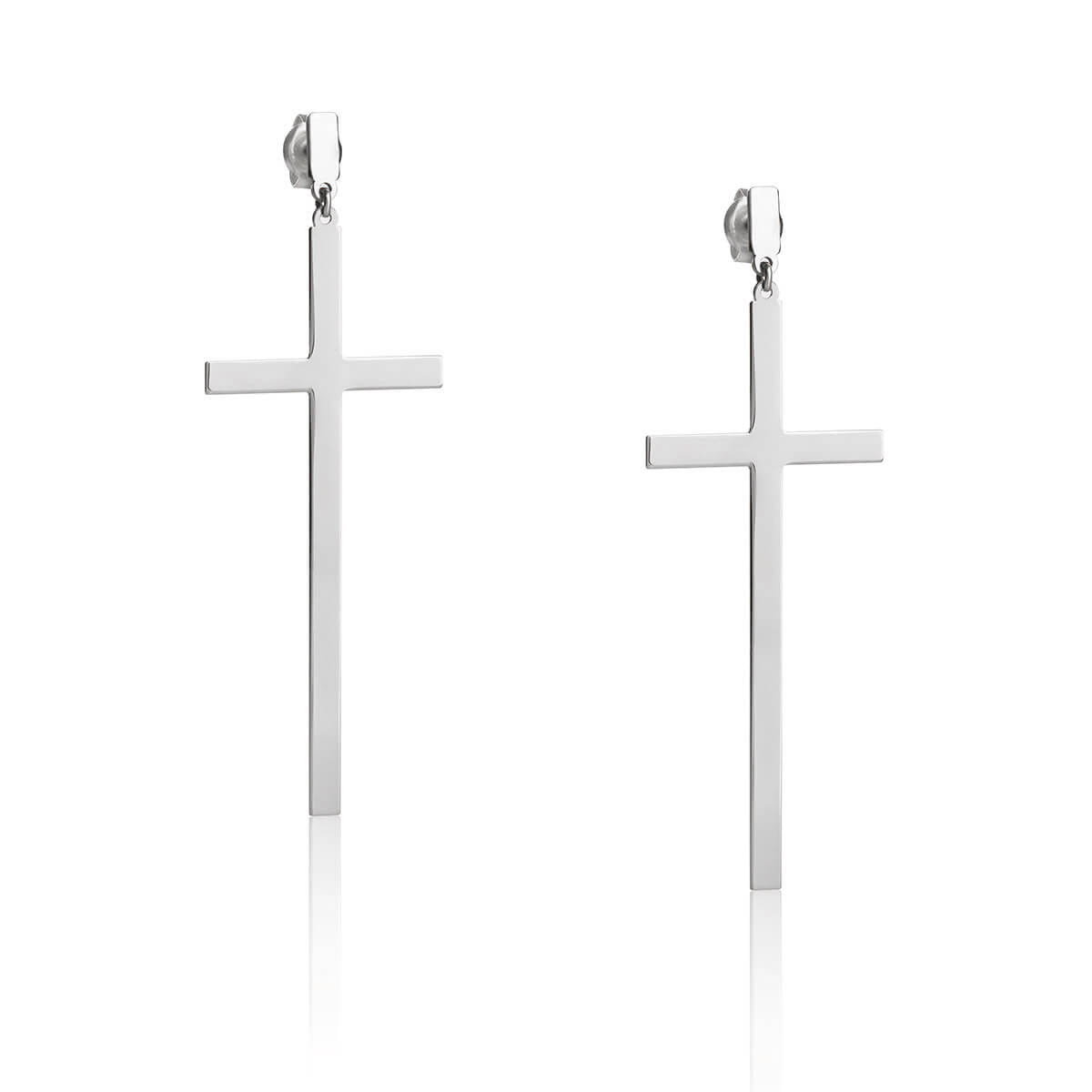 Kolczyki srebrne duże krzyże wiszące