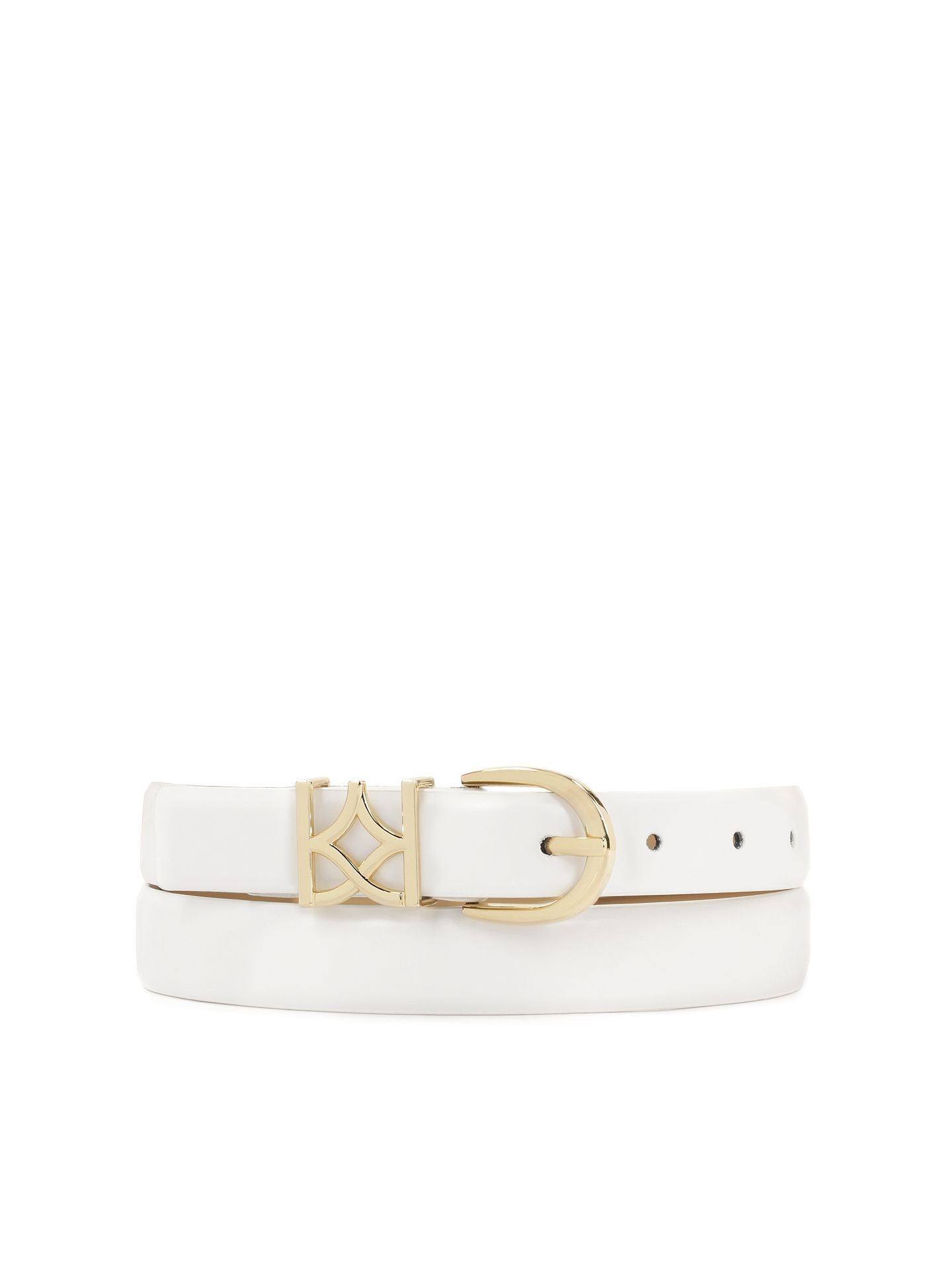 Biały pasek z klamrą w monogram - 80