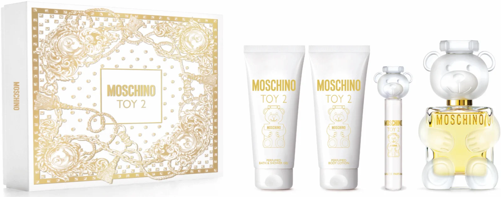 Zestaw damski Moschino Toy 2 Woda perfumowana 100 ml + Lotion do ciała 100 ml + Żel pod prysznic 100 ml + Woda perfumowana 10 ml (8011003893775)