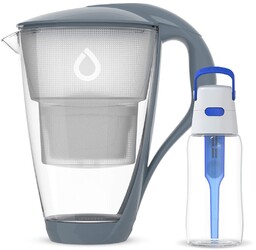 Szklany dzbanek Dafi CRYSTAL stalowy Unimax z niebieską butelką Solid 0,5