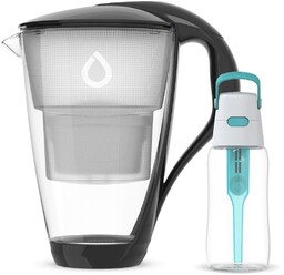 Szklany dzbanek Dafi CRYSTAL czarny Unimax z miętową butelką Solid 0,5