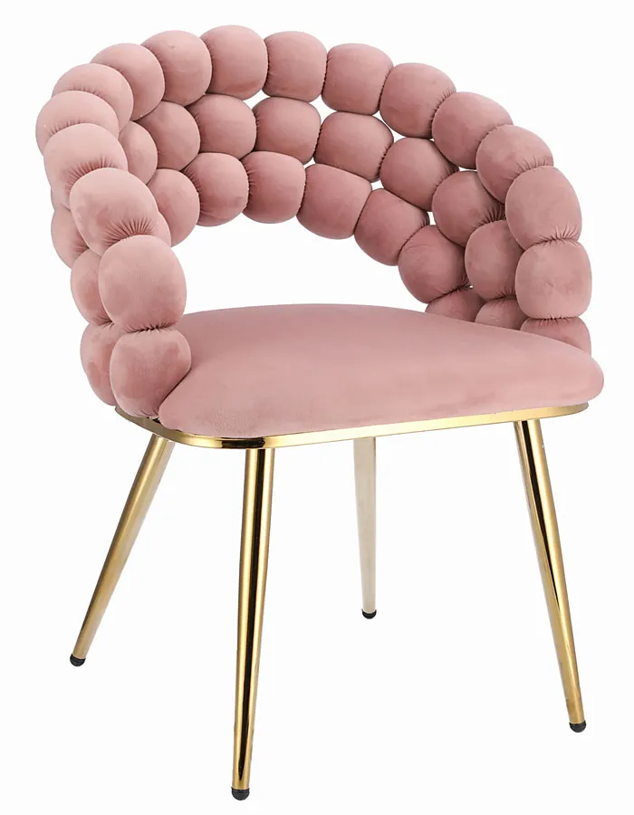 Różowe welurowe krzesło w stylu glamour K2-H56