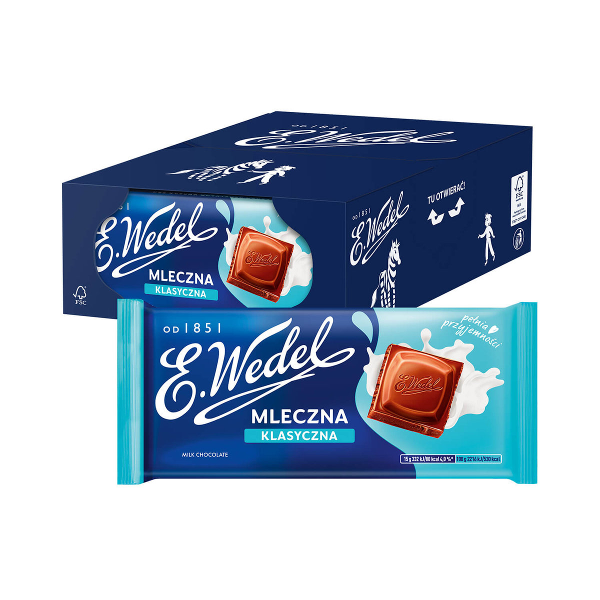 22 x Czekolada Mleczna Klasyczna 90 g E.Wedel