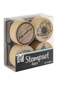 Zestaw 4 stempli drewnianych BLUE