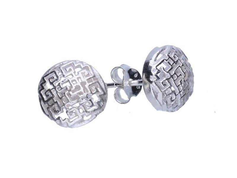 Srebrne kolczyki 925 meander grecki bez kamieni na prezent