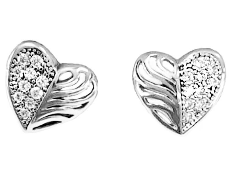 Srebrne kolczyki 925 serduszka z ażurowym wzorem i cyrkoniami