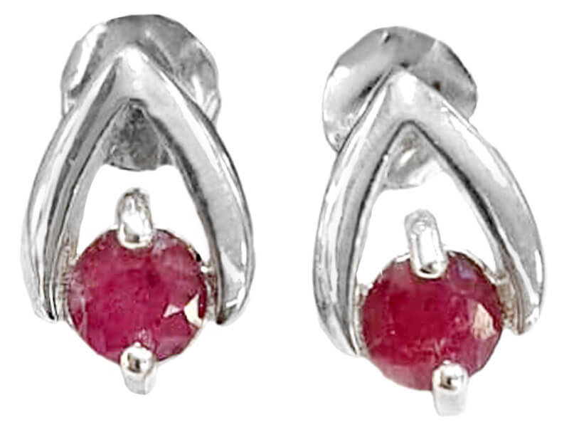 Srebrne kolczyki 925 z rubinową cyrkonią krople łezki na sztyfcie