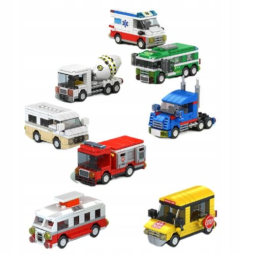 Klocki Konstrukcyjne 8w1 Pojazdy Miejskie Zestaw Klocków Dla Dzieci