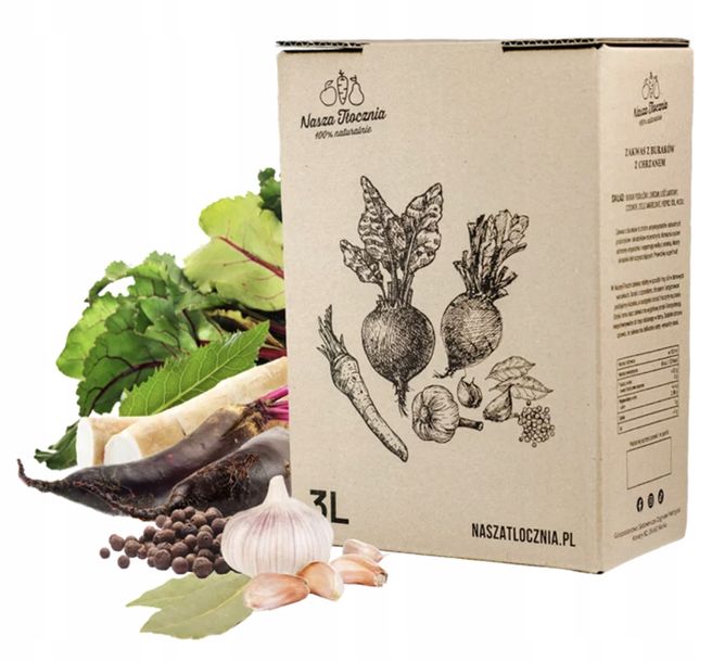 Ostry ZAKWAS z buraków z czosnkiem i chrzanem anemia FIT odporność 3L