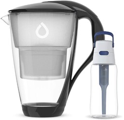 Szklany dzbanek Dafi CRYSTAL czarny Unimax z szarą butelką Solid 0,5