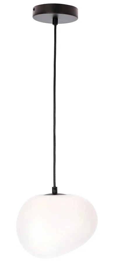 Loftowa czarna lampa wisząca z mlecznym kloszem 20 cm - D206 M0-A36