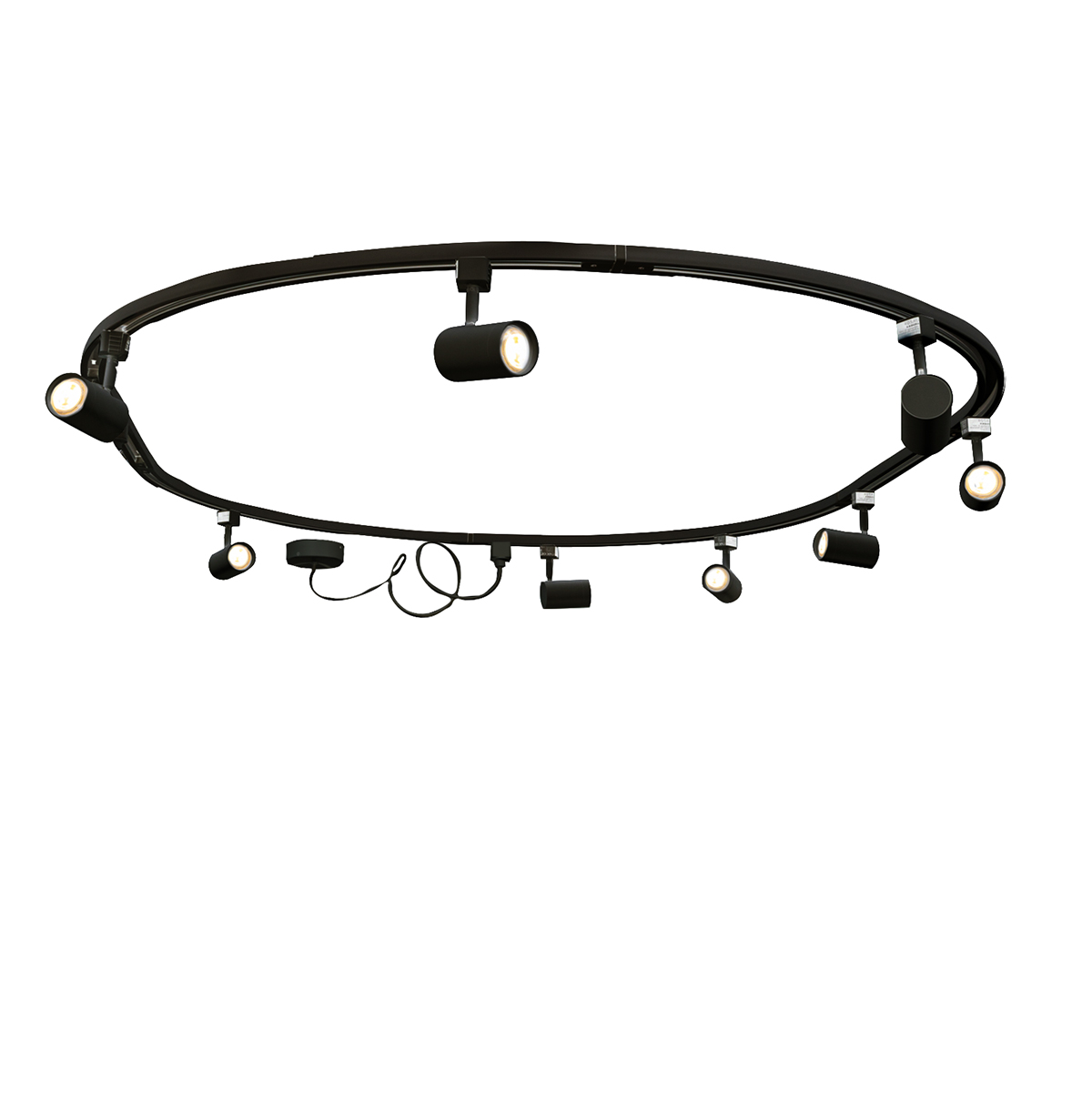 QAZQA Modern railsysteem met 8 spots zwart 1-fase ovaal 200cm - Iconic Jeana