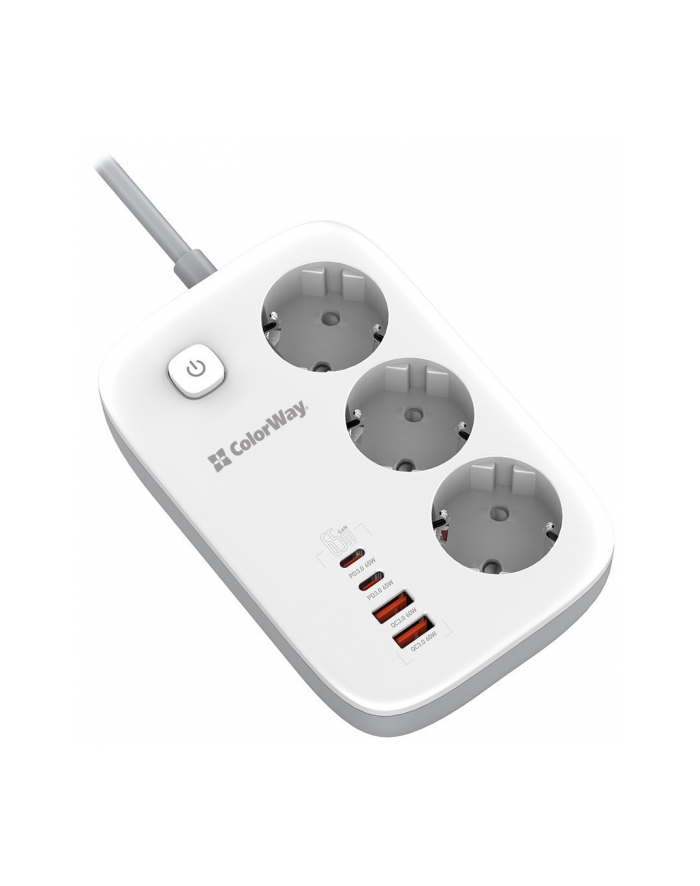 Colorway Przedłużacz Listwa zasilająca СolorWay 3 gniazda/2USB +2 Type C 65W 2m CWCHE34PDW CW-CHE34PDW
