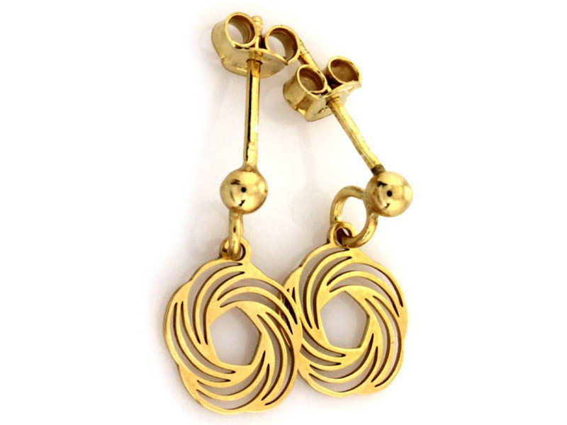 Pozłacane srebrne kolczyki 925 wiszące ażurowe kółeczka