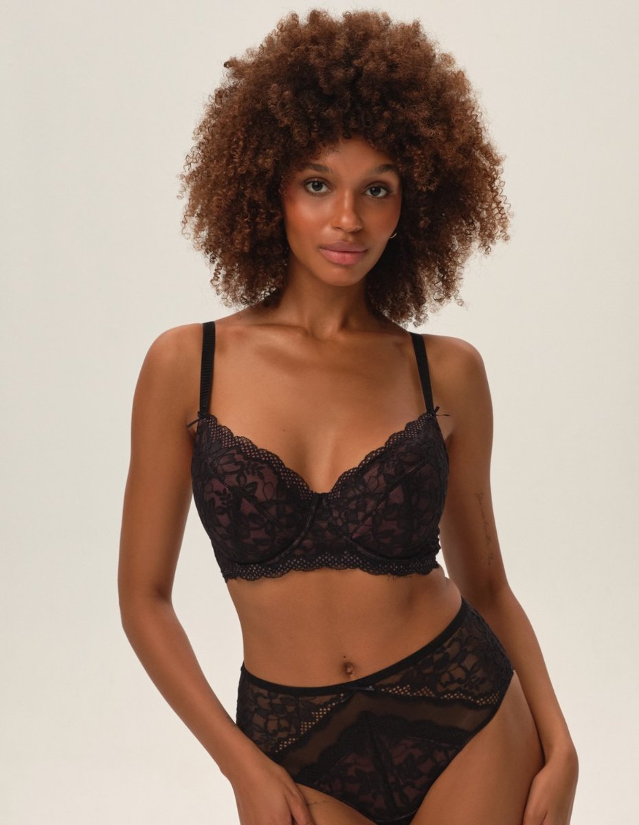 Biustonosz półusztywniany Klara - czarno-różowy 70E