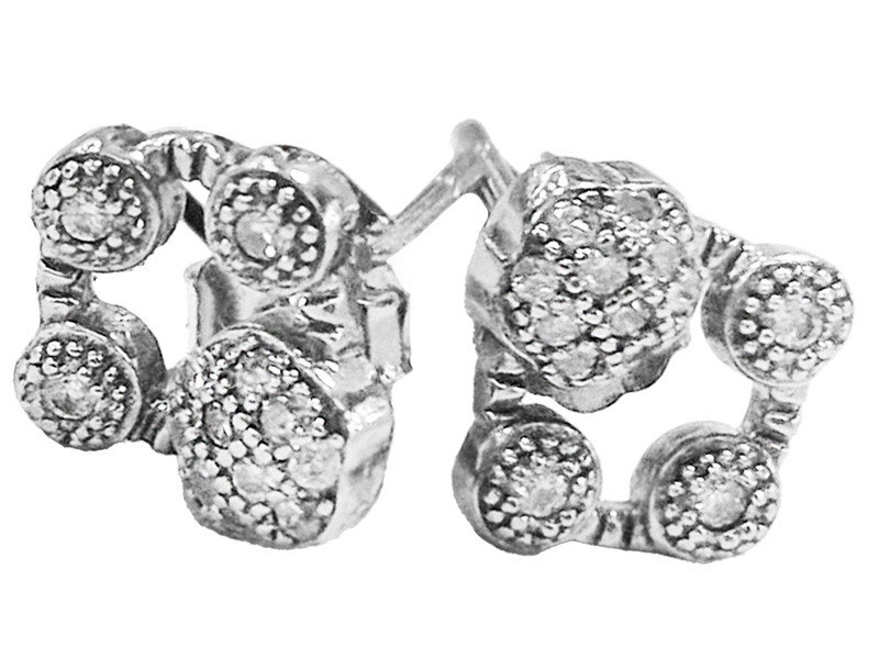 Srebrne kolczyki 925 z białymi cyrkoniami o nowoczesnym kształcie sztyfty