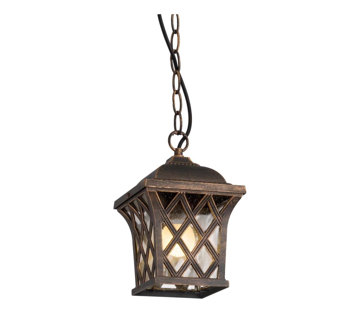 Redo 9952 - Lampa wisząca zewnętrzna na łańcuchu BREMEN 1xE27/42W/230V IP23 złota/patyna