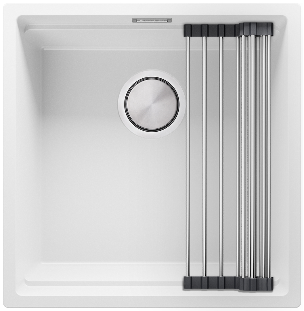 Primagran Zlewozmywak granitowy z dużą komorą XXL jednokomorowPraga 50 Level kolor Biały MP5KW-X0#P