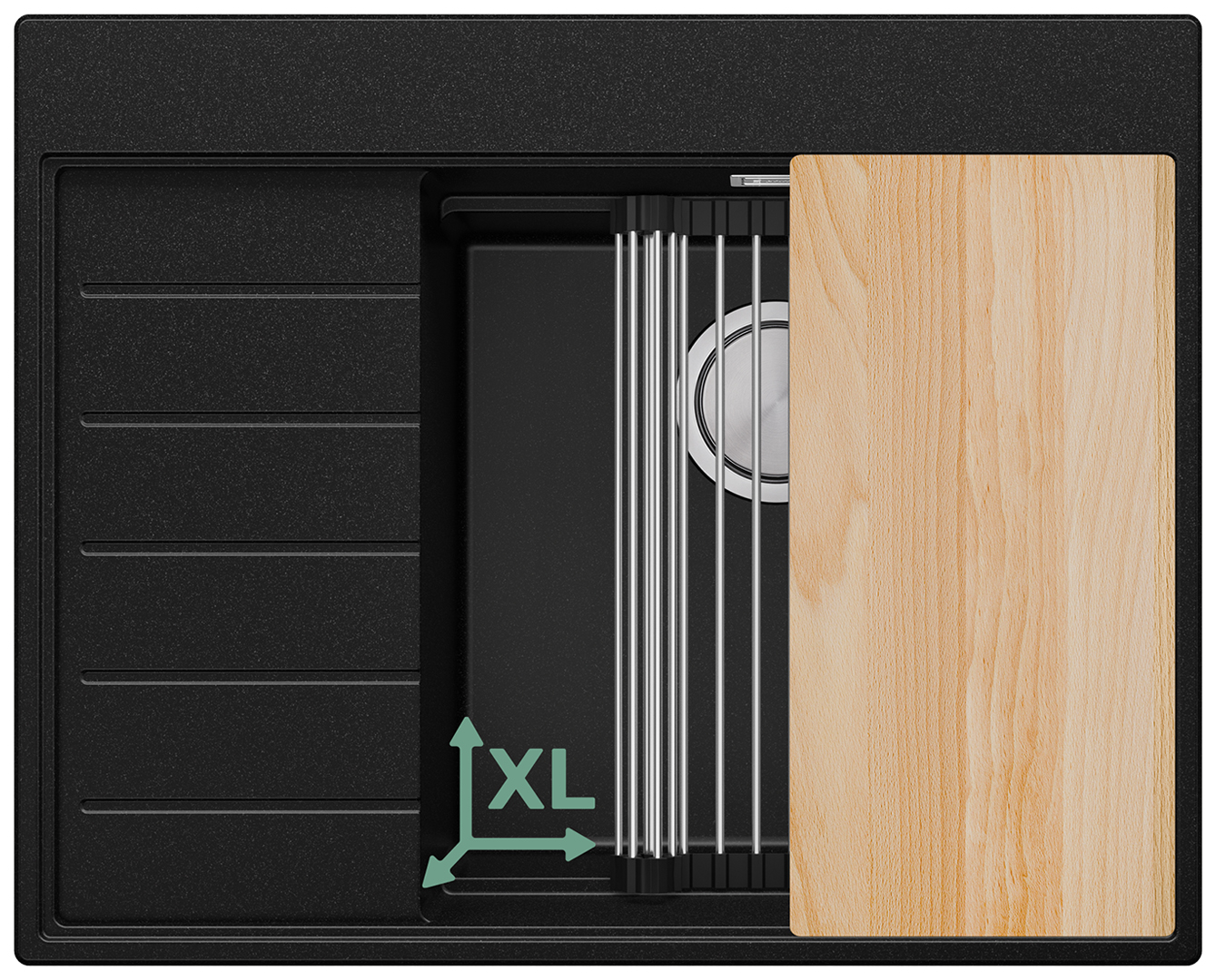 Primagran Zlewozmywak granitowy jednokomorowSydney 620-45 Ergo Multilevel kolor Czarny MTAKC-X0#N