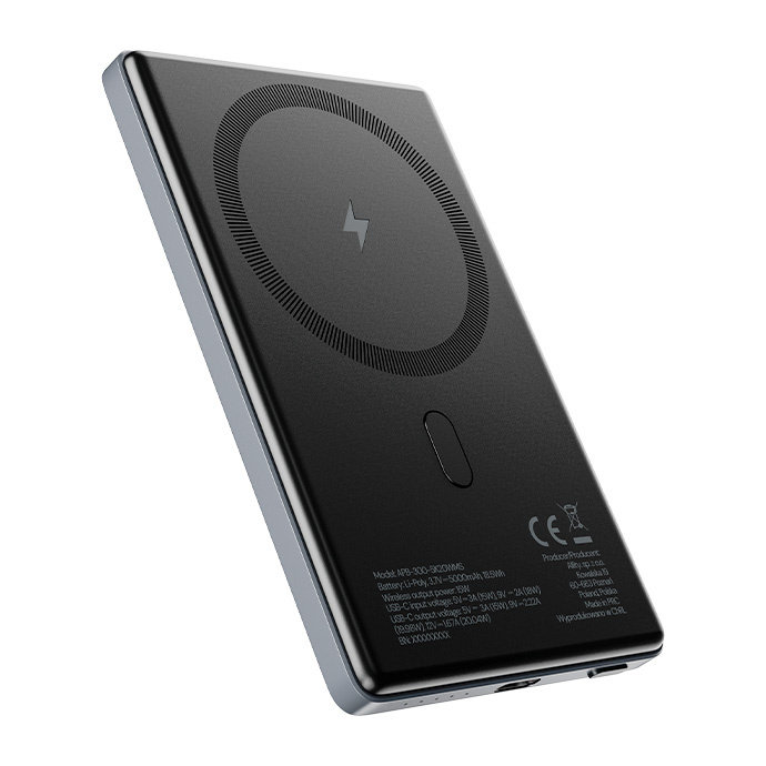 Powerbank bezprzewodowy Allity APB-300 PD QC 20W 5000 mAh szary magnetyczny
