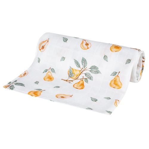 BOCIOLAND Pieluszka bambusowa 110x110cm gruszki >> 0zł za wysyłkę przy zakupach od 149 zł 