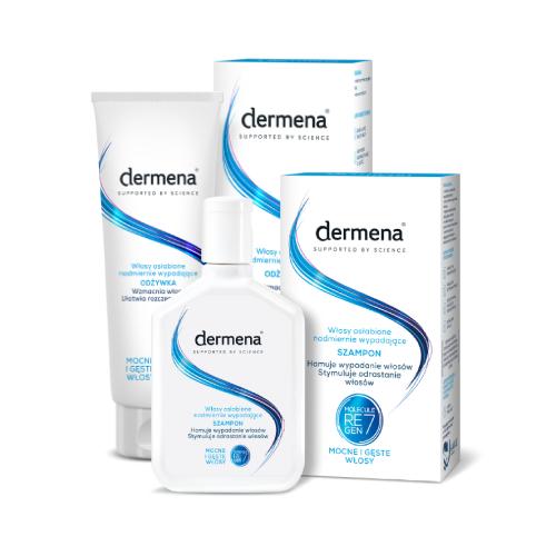 DERMENA Zestaw Odżywka wzmacniająca, 200ml + Szampon hamujący wypadanie włosów, 200ml